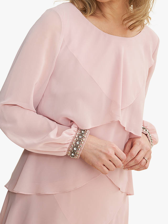 Gina Bacconi Sakura Tiered Dress, Rose Pink