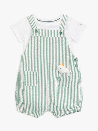 John Lewis Baby Bodysuit & Striped Short Dungaree Set with Duck Toy, Multi