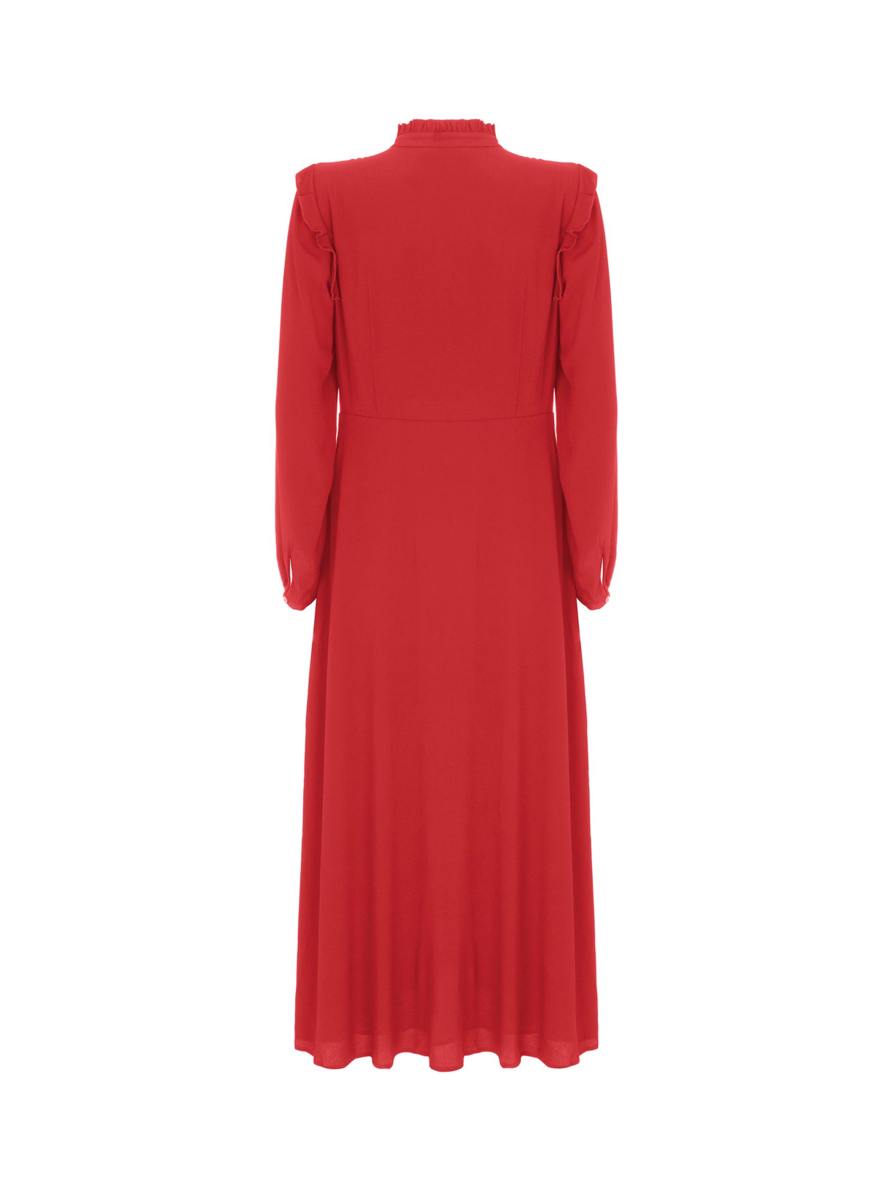 Mint Velvet Frill Trim Maxi Dress, Red at John Lewis & Partners