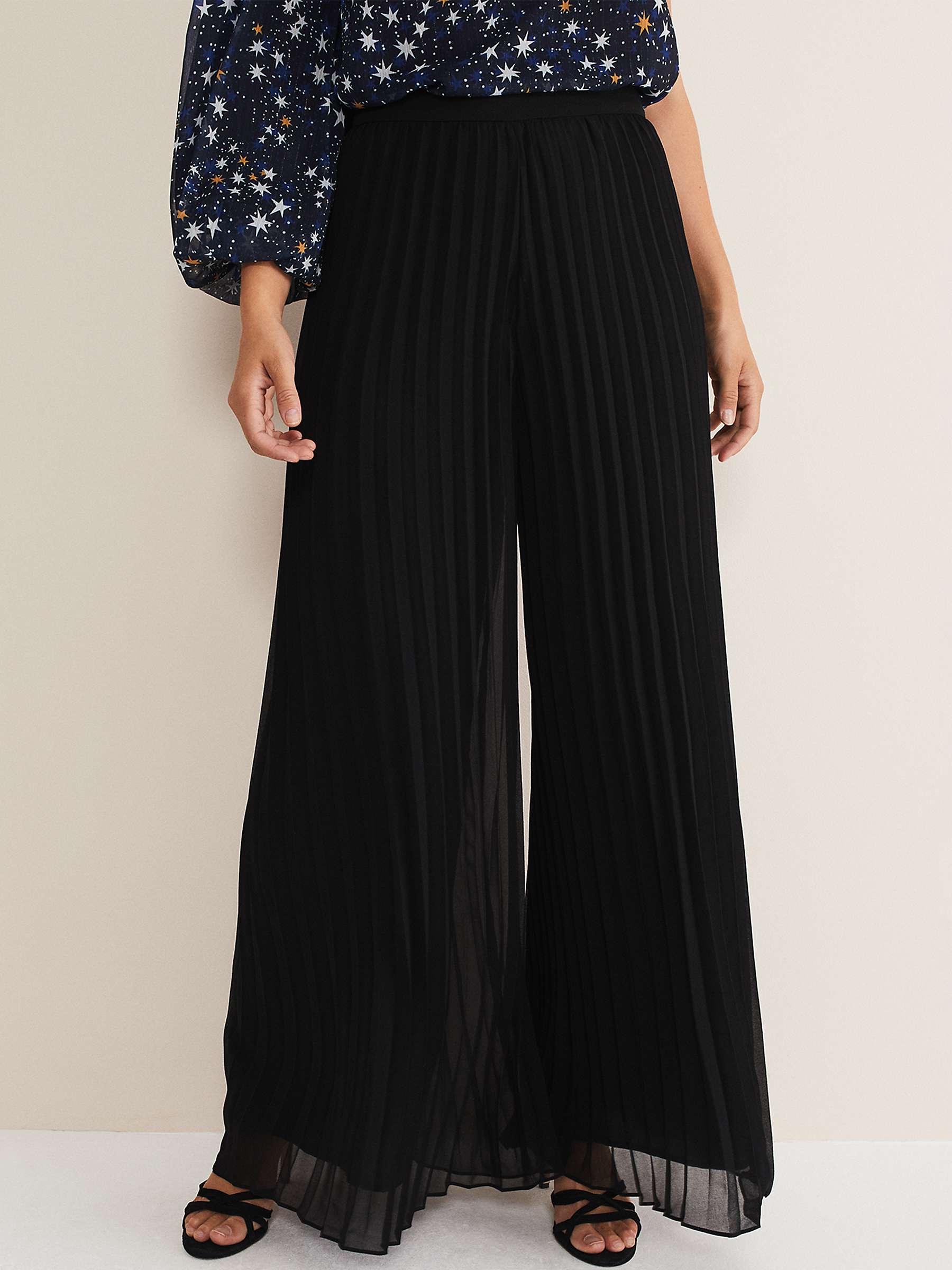 Buy Phase Eight Sylvie Pleat Wide Leg Trousers, Black Online at johnlewis.com