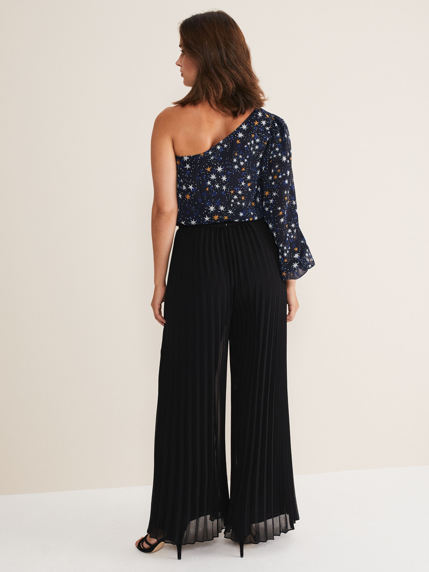 Phase Eight Sylvie Pleat Wide Leg Trousers, Black at John Lewis & Partners