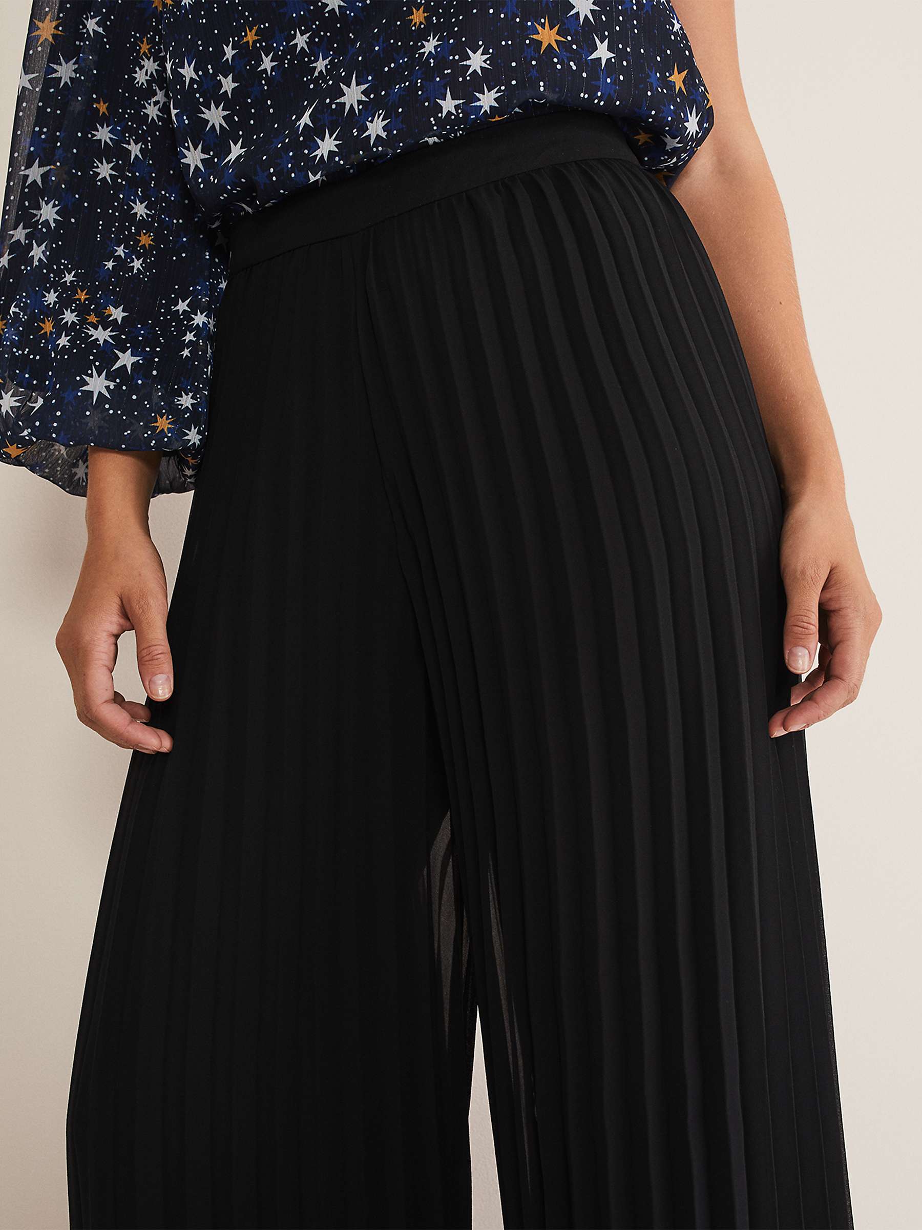 Buy Phase Eight Sylvie Pleat Wide Leg Trousers, Black Online at johnlewis.com