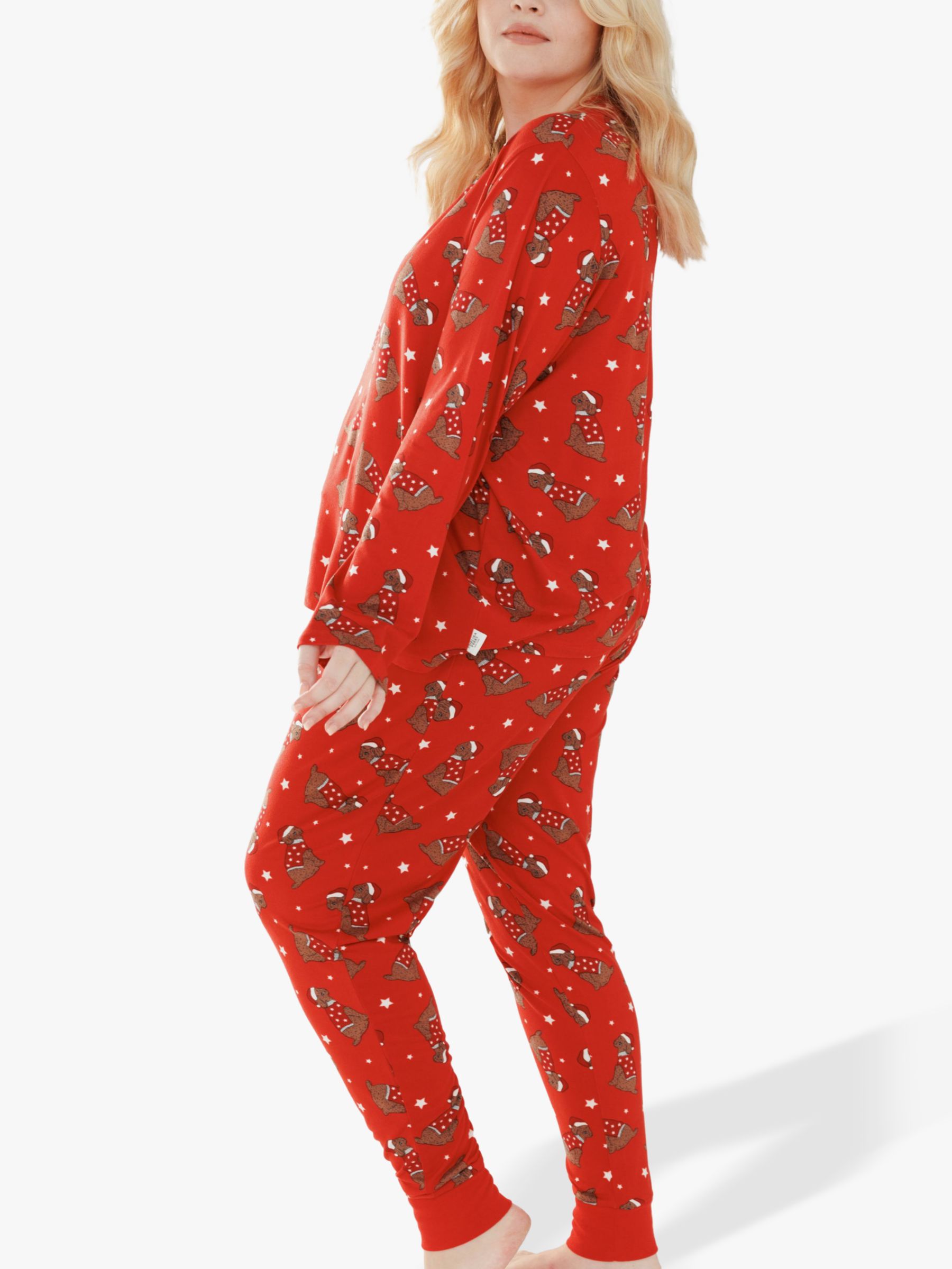 Chelsea Peers Curve Festive Print Pyjamas, Cockapoo Santa at John Lewis