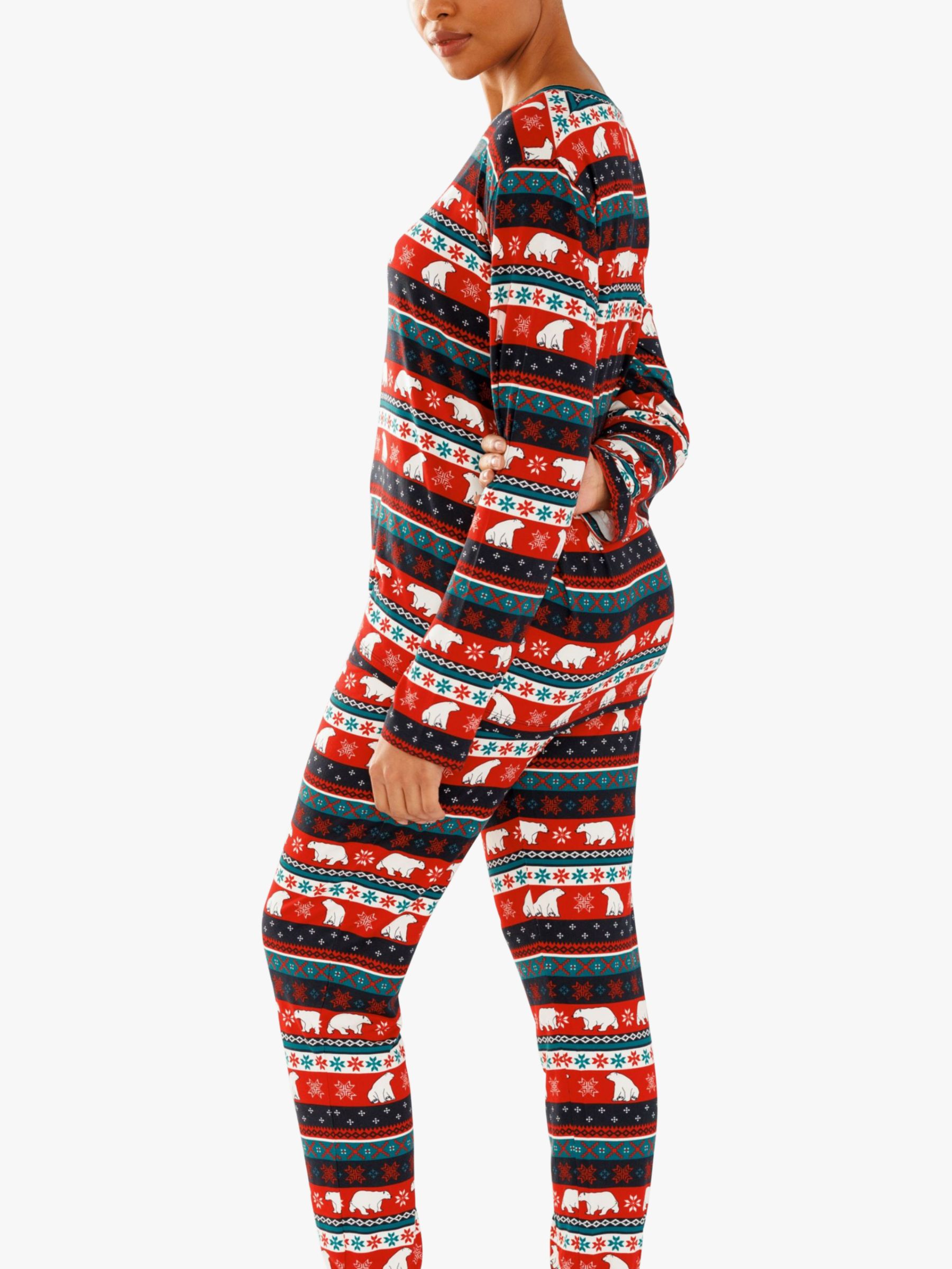 Unisex Kids Family Reindeer Fairisle Jersey Pyjama Set - Red