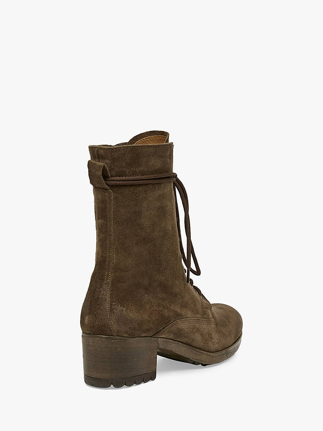 Celtic & Co. Suede Block Heel Derby Boots, Brown at John Lewis & Partners
