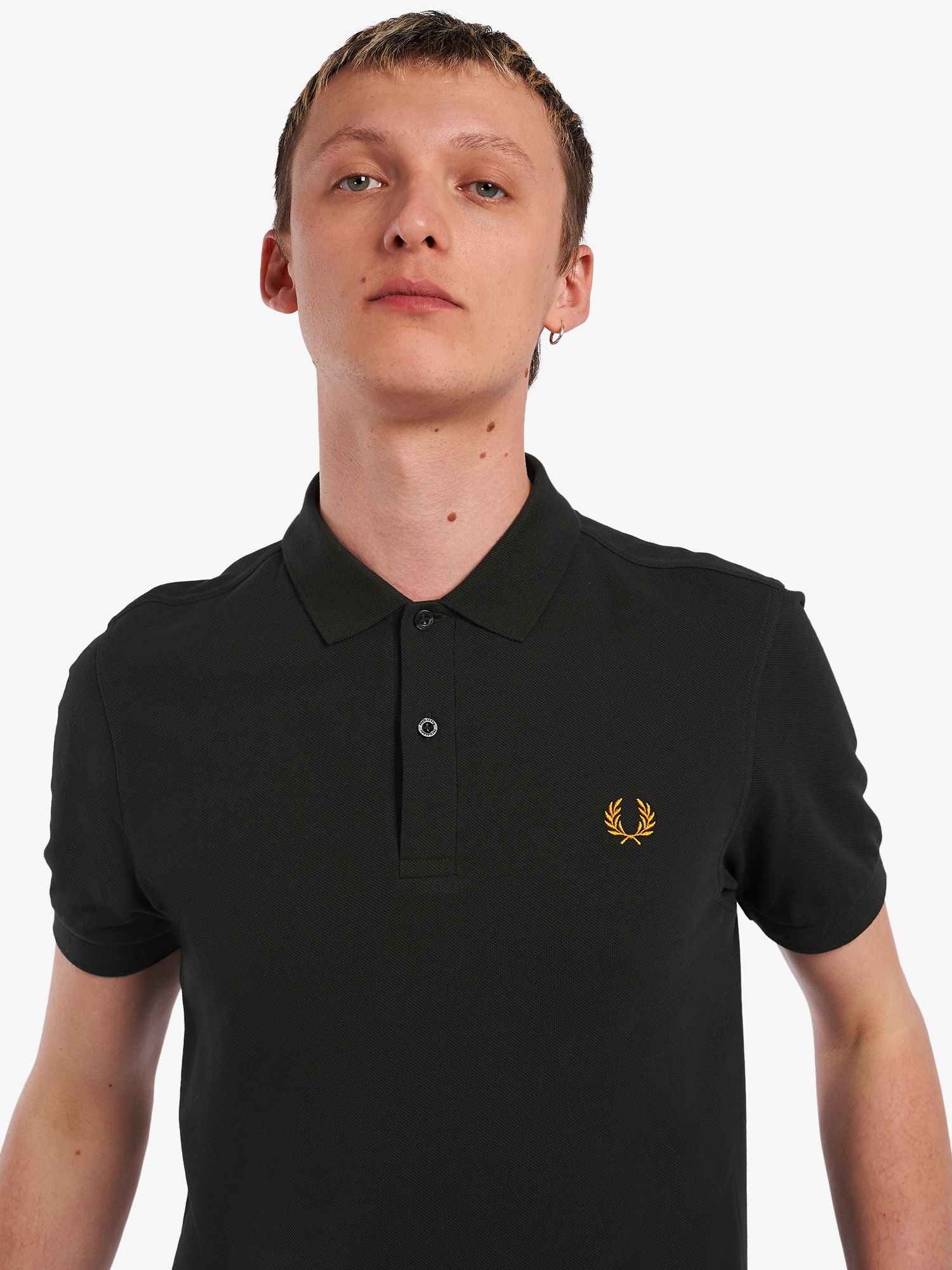 tack Auto kleermaker Fred Perry Plain Short Sleeve Polo Top, Night Green at John Lewis & Partners