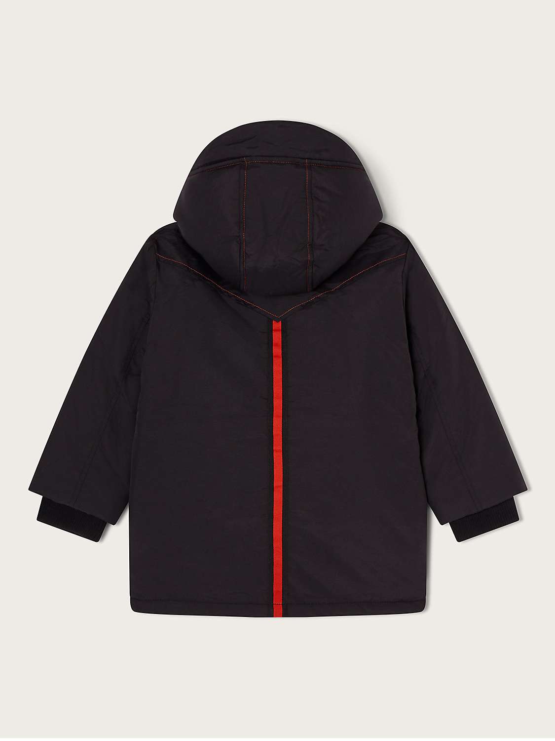 Buy Monsoon Kids' Contrast Stitch Parka Coat, Black Online at johnlewis.com