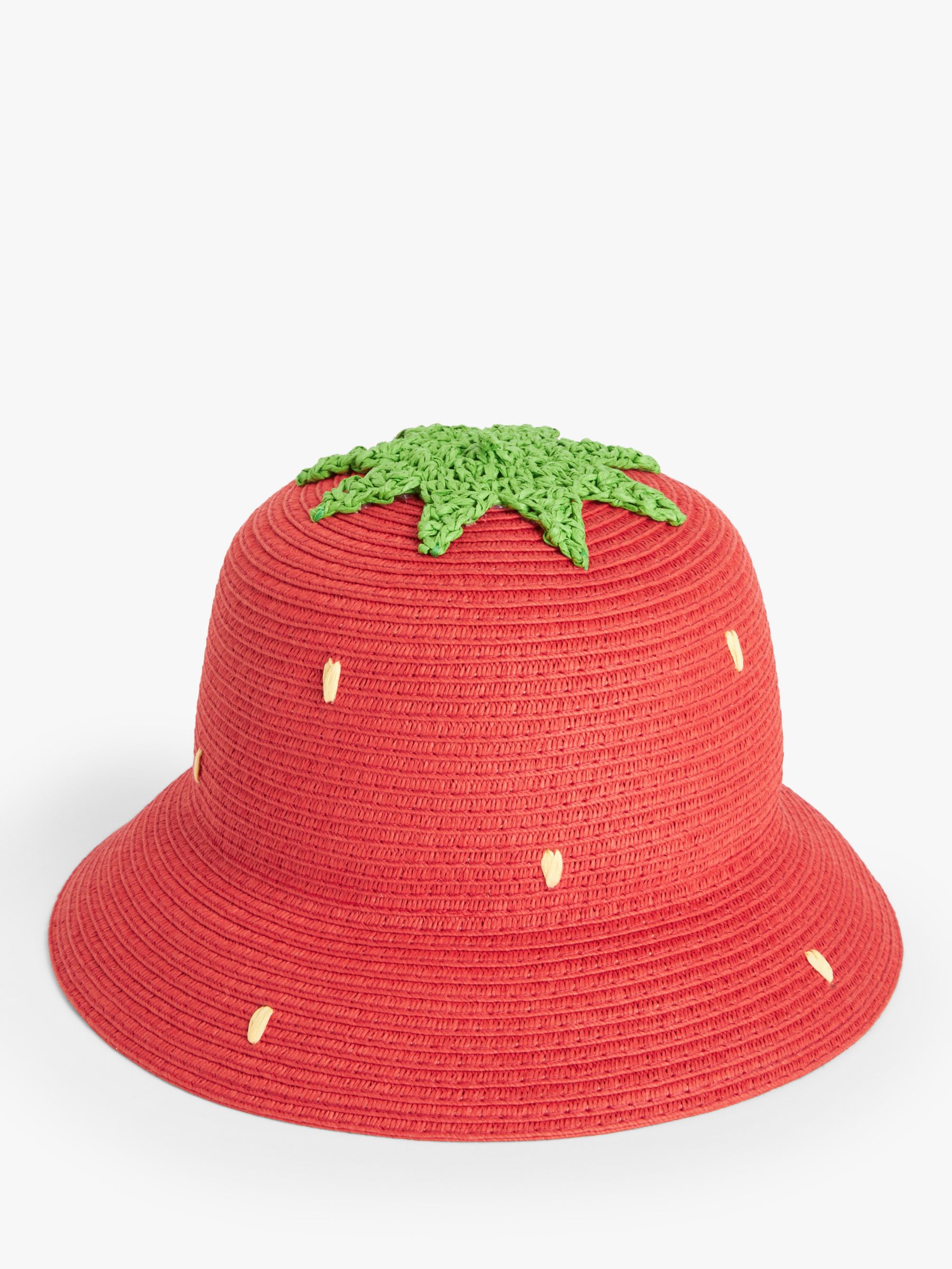 John Lewis Baby Straw Strawberry Hat, Red, L