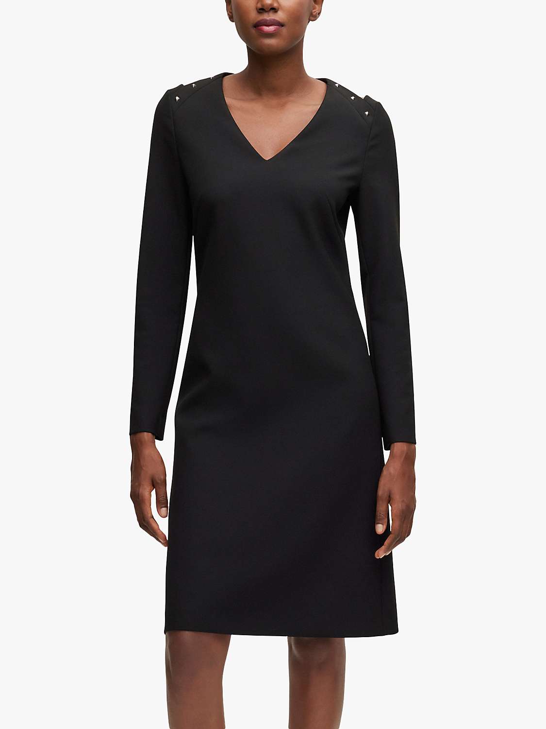 Buy HUGO BOSS Darirva Knee Length Dress, Black Online at johnlewis.com