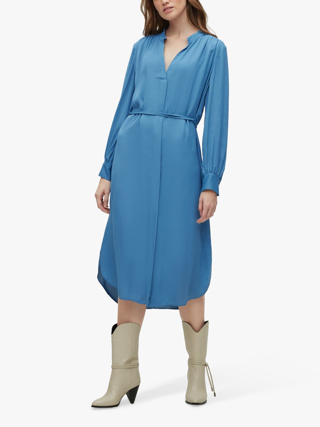 BOSS Dibanora Midi Shirt Dress, Open Blue at John Lewis & Partners