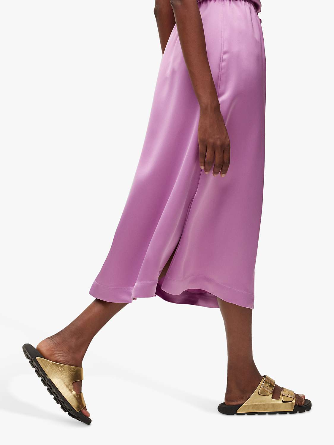 Buy HUGO BOSS Vesala Satin Midi Skirt, Open Pink Online at johnlewis.com