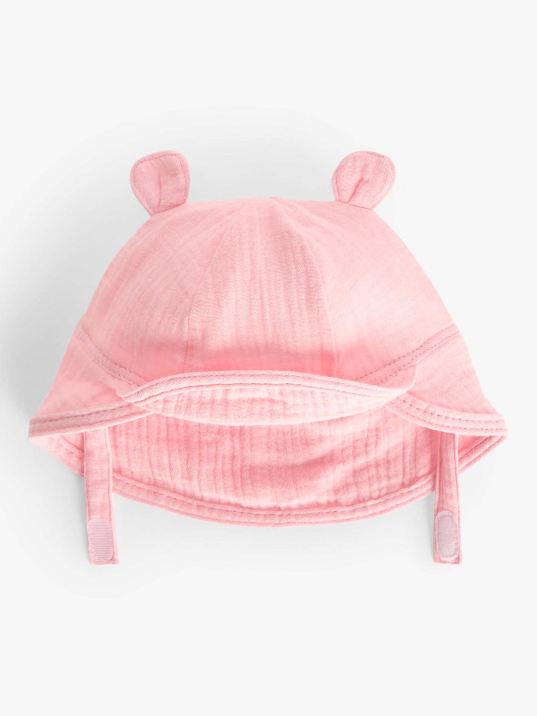 John Lewis Baby Muslin Ears Hat, Pink, 6-12 months
