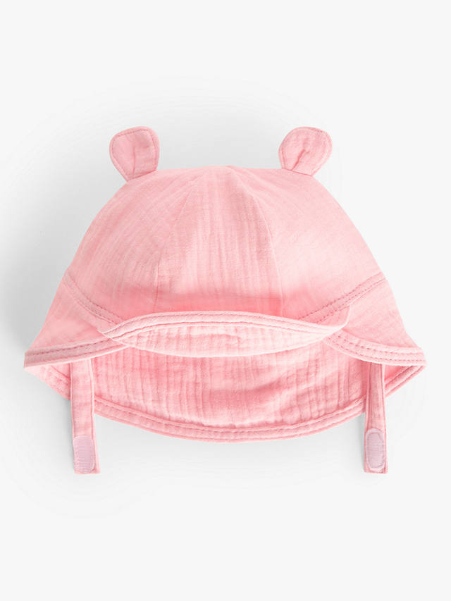 John Lewis Baby Muslin Ears Hat, Pink