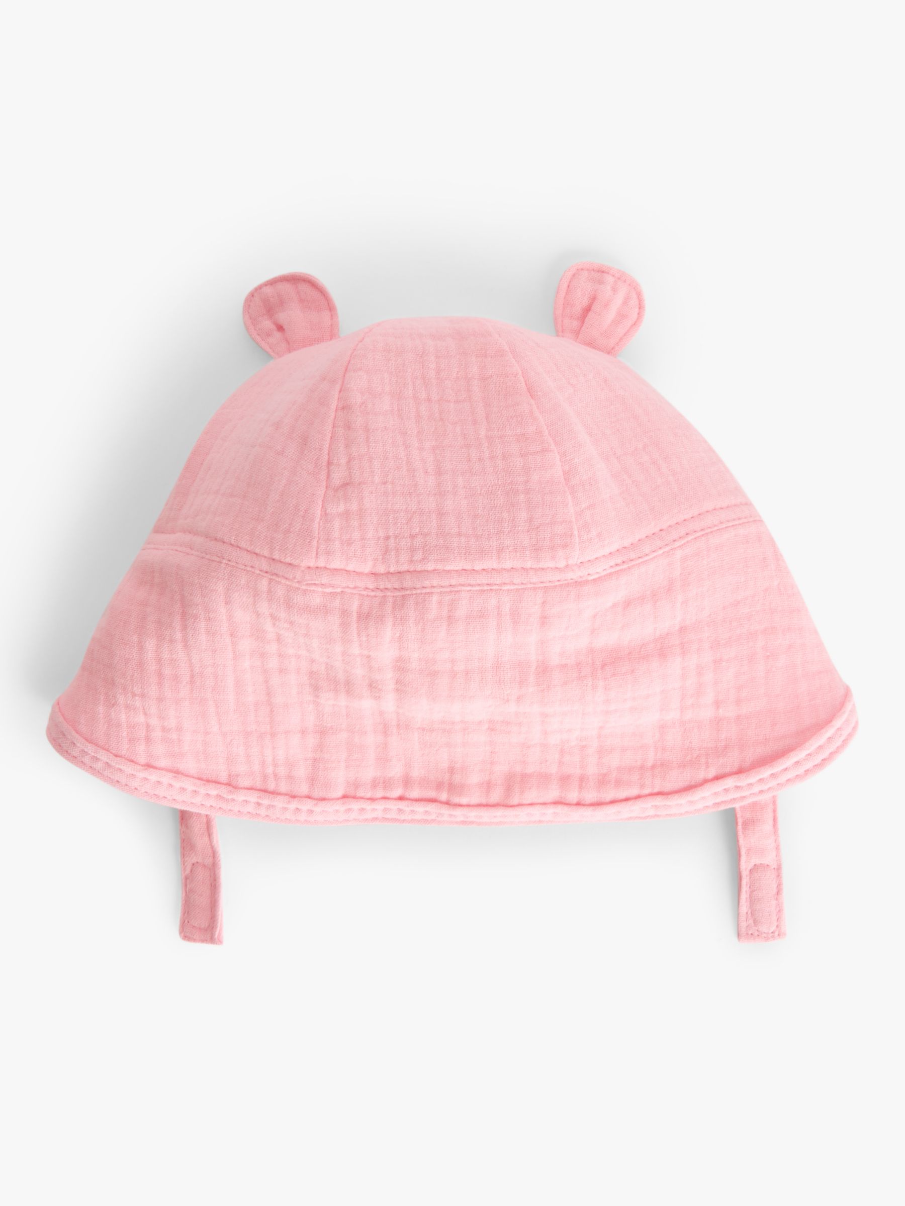 John Lewis Baby Muslin Ears Hat, Pink, 6-12 months