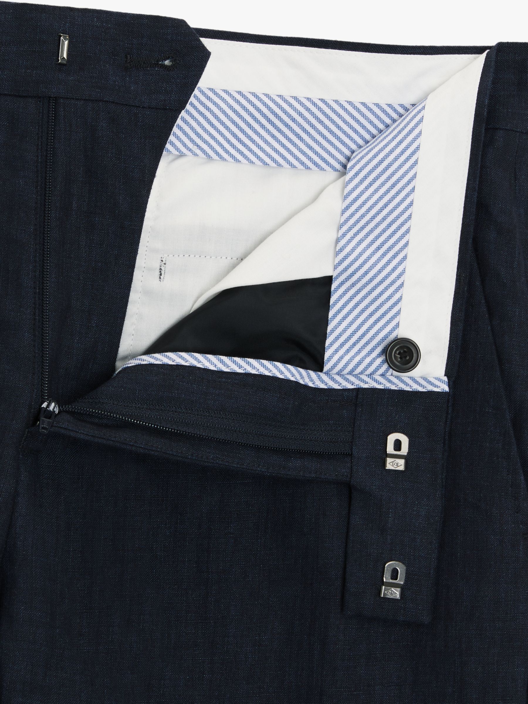 John Lewis Linen Regular Fit Suit Trousers, Navy at John Lewis & Partners