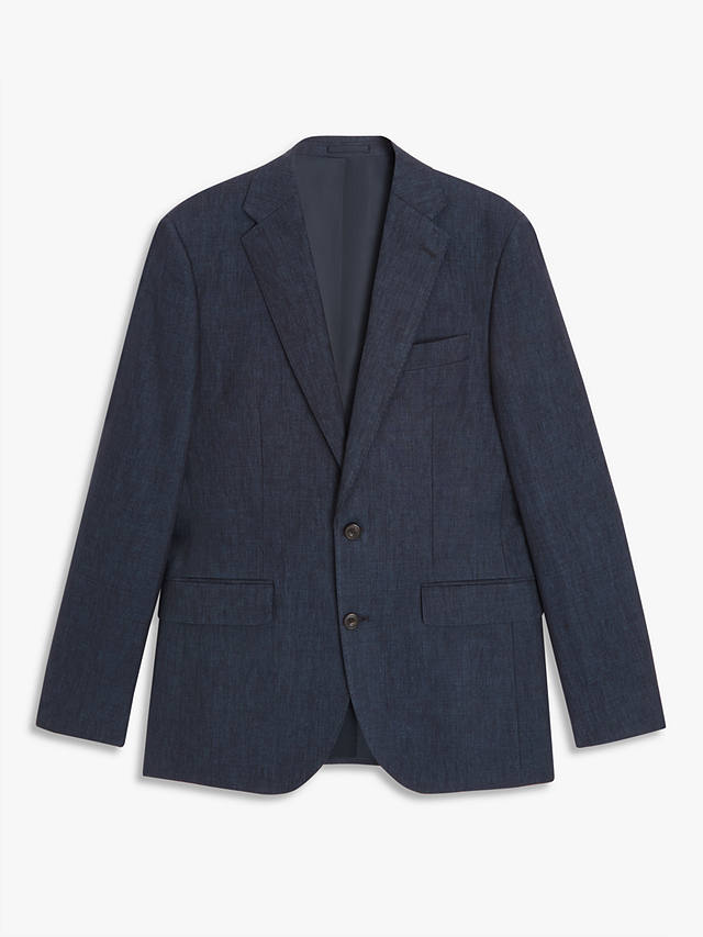 John Lewis Notch Regular Fit Linen Suit Jacket, Navy