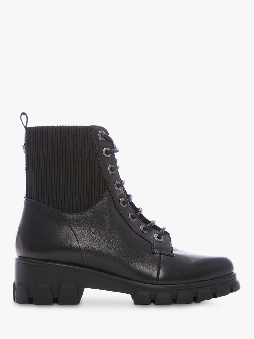 Moda in Pelle Demmie Leather Lace Up Boots, Black at John Lewis & Partners