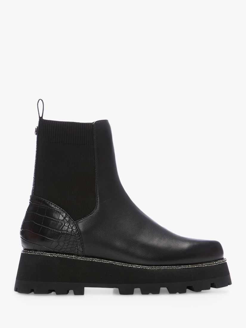 Moda in Pelle Gerri Leather Flatform Chelsea Boots, Black, 3