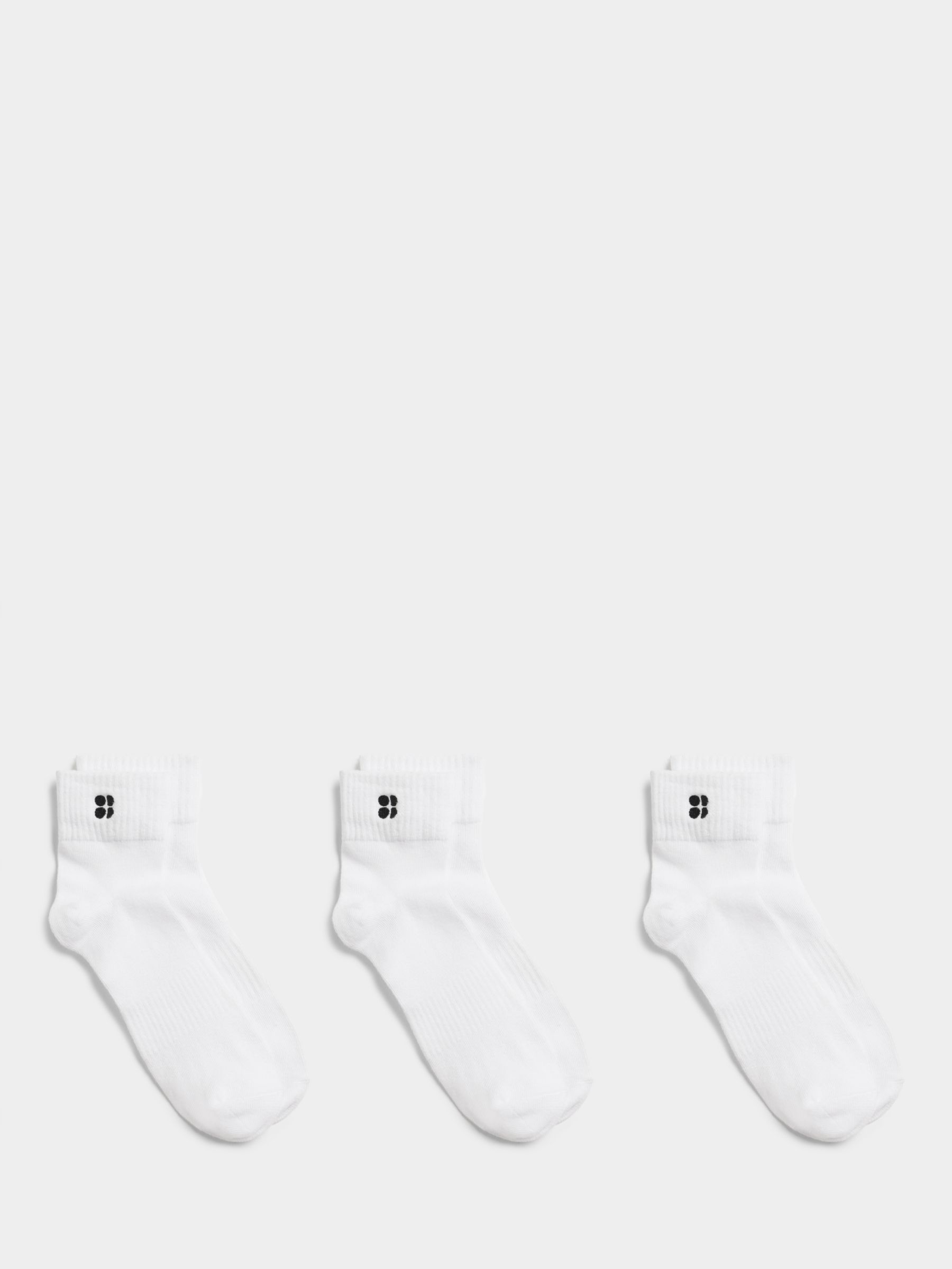 Sweaty Betty Essentials Ankle Socks, Pack of 3, White/Black, 2.5-5