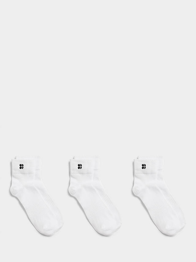 Sweaty Betty Essentials Ankle Socks, Pack of 3, White/Black