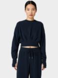 Sweaty Betty Delight Luxe Cropped Fleece Top, Navy Blue