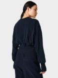 Sweaty Betty Delight Luxe Cropped Fleece Top, Navy Blue