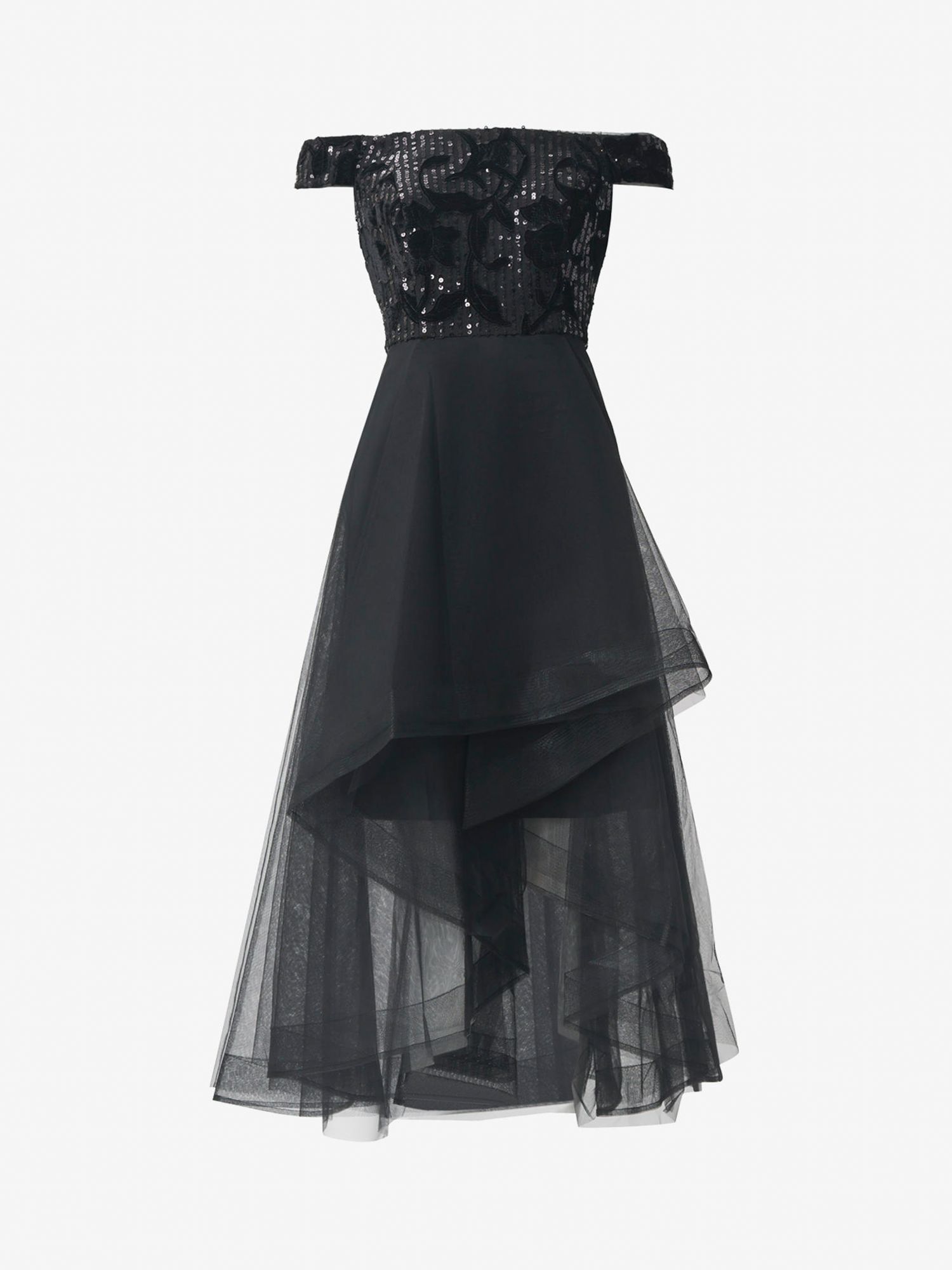 Adrianna Papell Sequin Velvet And Tulle Midi Dress Black 6