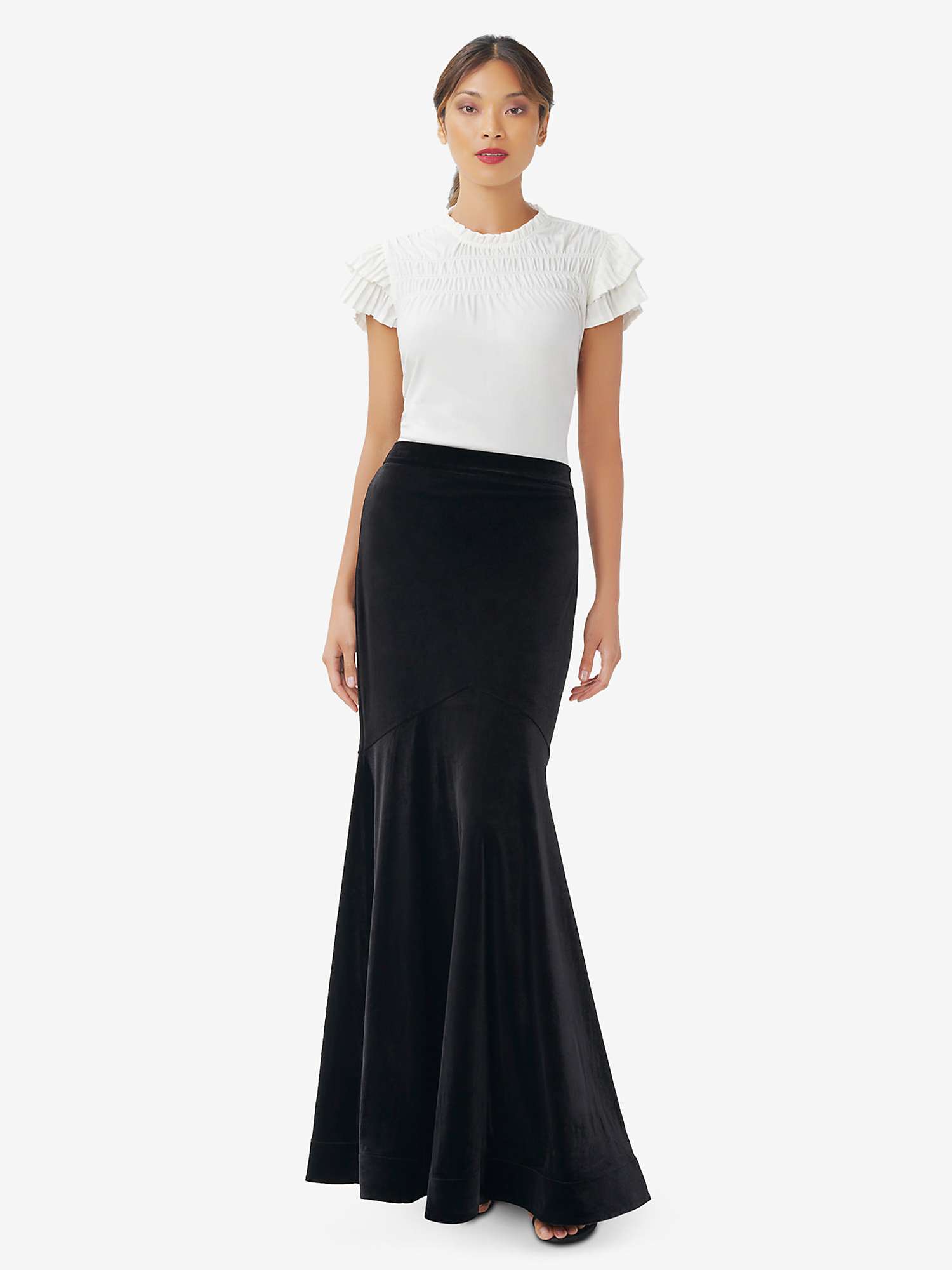 Buy Adrianna Papell Stretch Velvet Maxi Skirt, Black Online at johnlewis.com