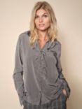 MOS MOSH Leta Soft Ruffle Front Long Sleeve Blouse, Lava Smoke