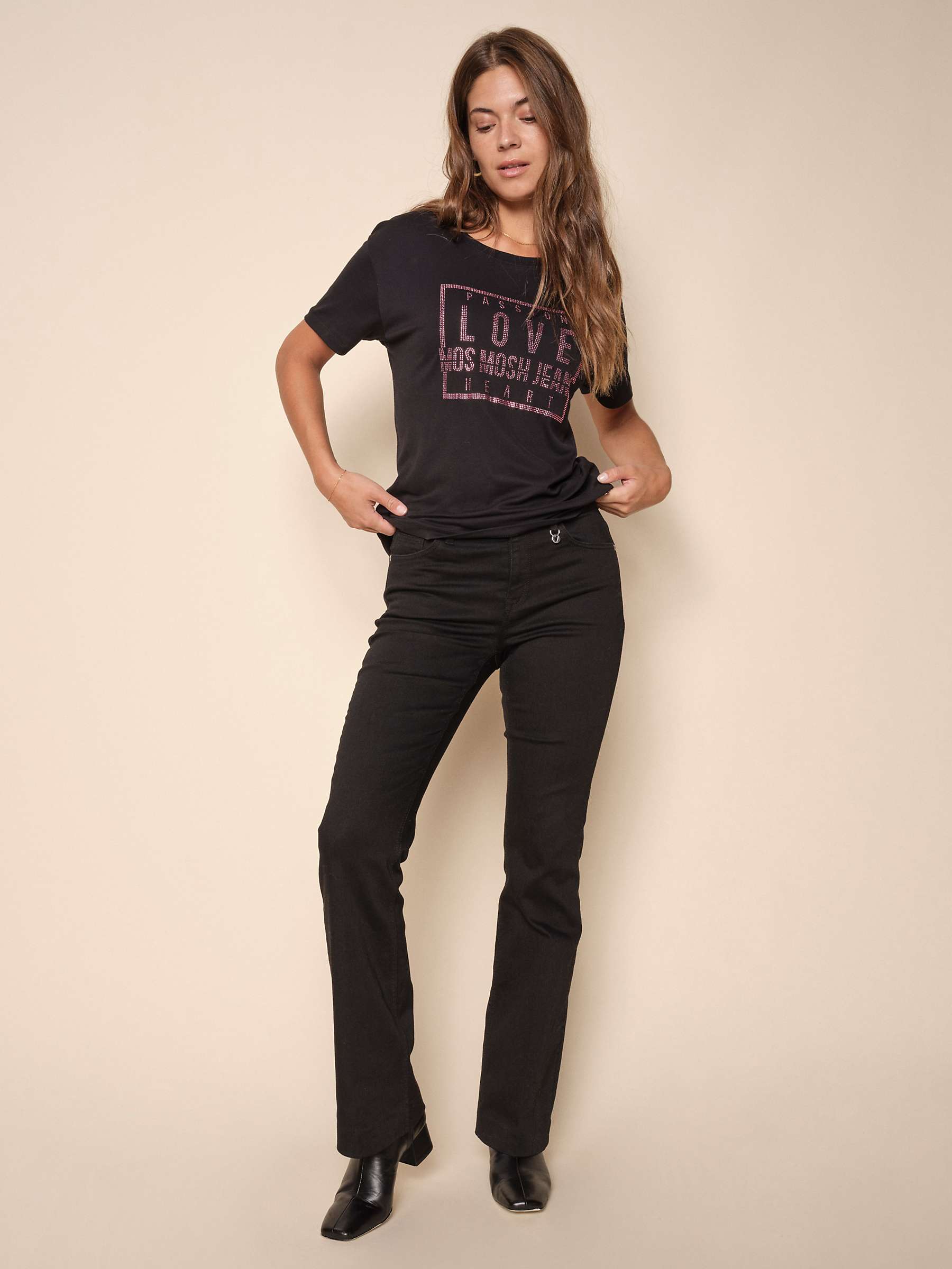 Buy MOS MOSH Alli Hybrid Stretch Flared Jeans, Black Online at johnlewis.com