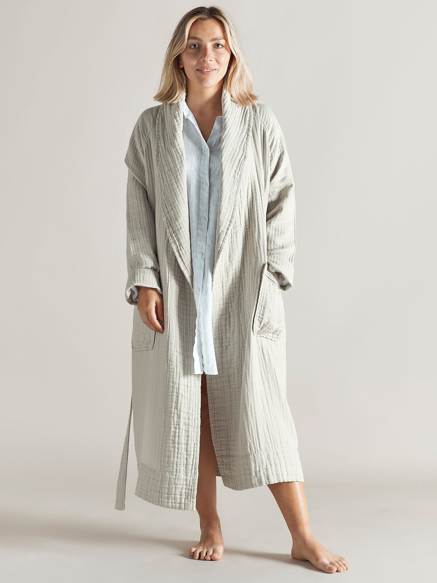 Bedfolk Dream Cotton Robe, Clay, XS