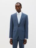 John Lewis Super 100s Wool Sharkskin Notch Regular Fit Suit Jacket, Airforce Blue
