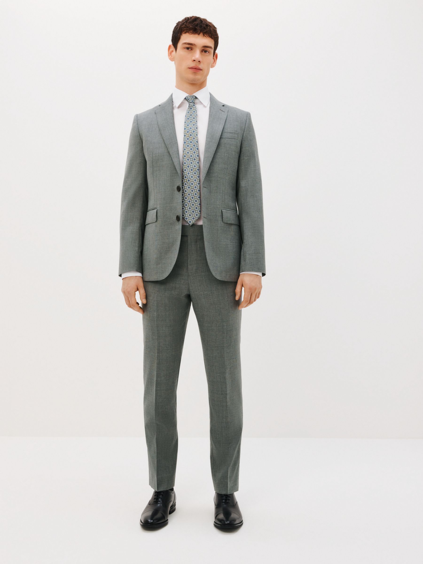 John Lewis Wool Hopsack Tailored Suit Trousers, Grey