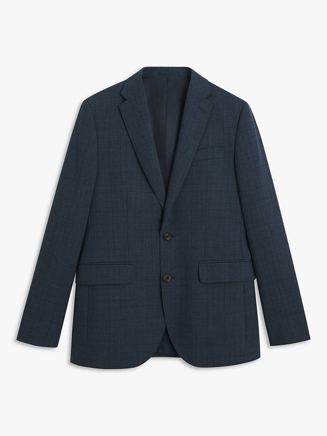 John Lewis Super 100s Wool Check Regular Fit Suit Jacket, Navy Check