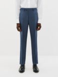 John Lewis Super 100s Wool Sharkskin Regular Fit Suit Trousers, Airforce Blue