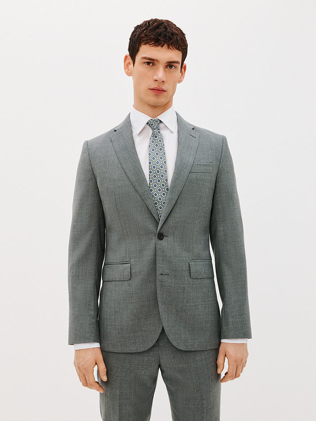 John Lewis Notch Wool Hopsack Tailored Suit Jacket, Grey, 36R