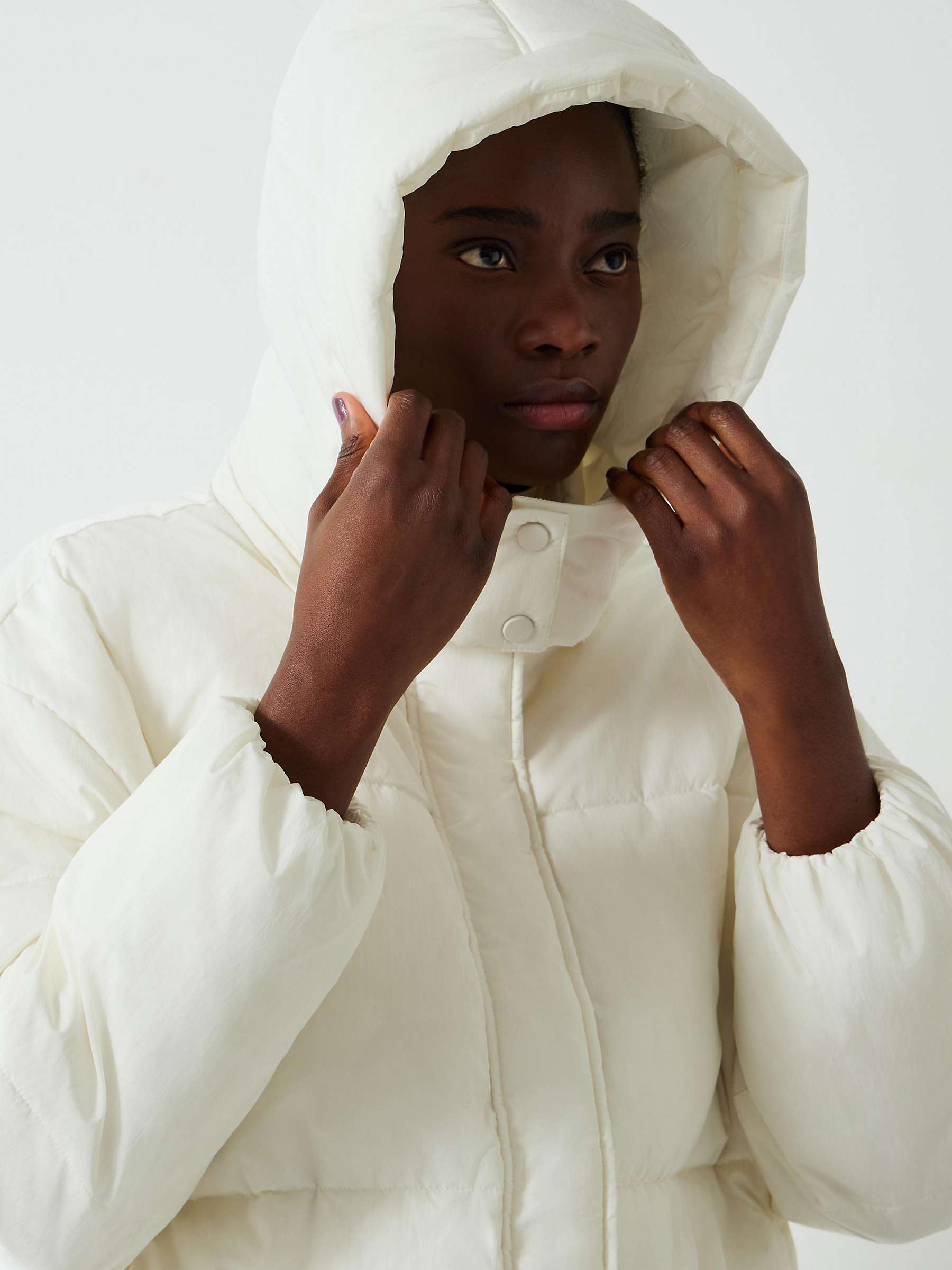 Buy HUSH Sofia Short Puffer Coat, Cream Online at johnlewis.com