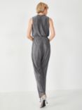 HUSH Florine Frill Neck Jumpsuit, Silver Lurex