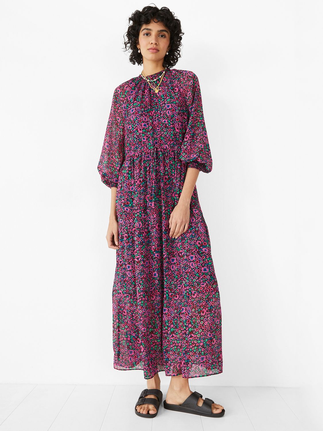 HUSH Tala Floral Print Maxi Dress, Pink at John Lewis & Partners