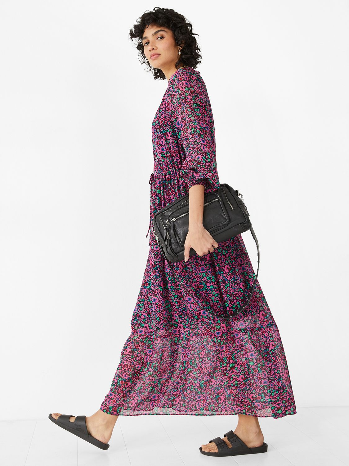 HUSH Tala Floral Print Maxi Dress, Pink at John Lewis & Partners