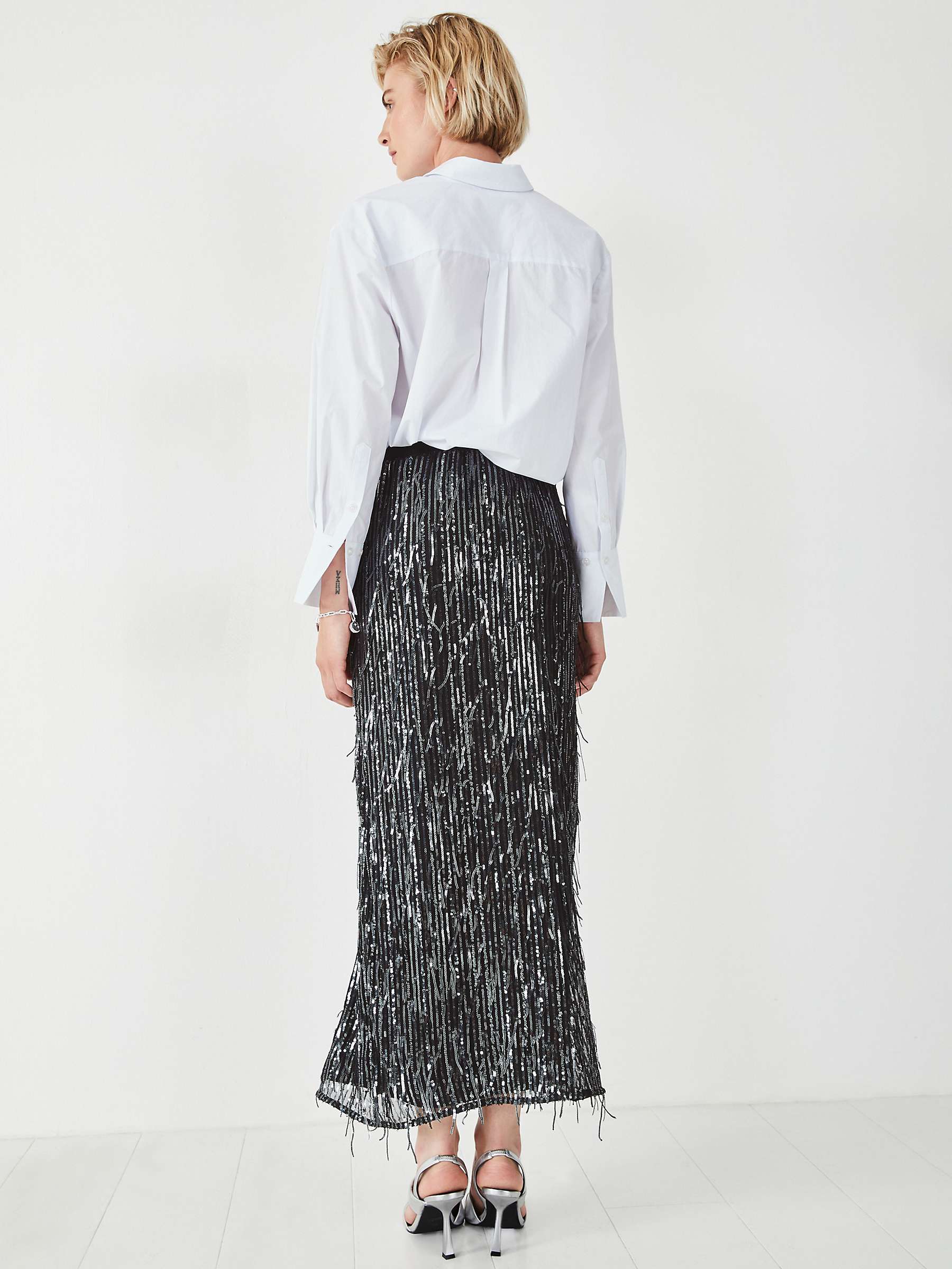 Buy HUSH Naomi Sequin Maxi Skirt, Black Online at johnlewis.com