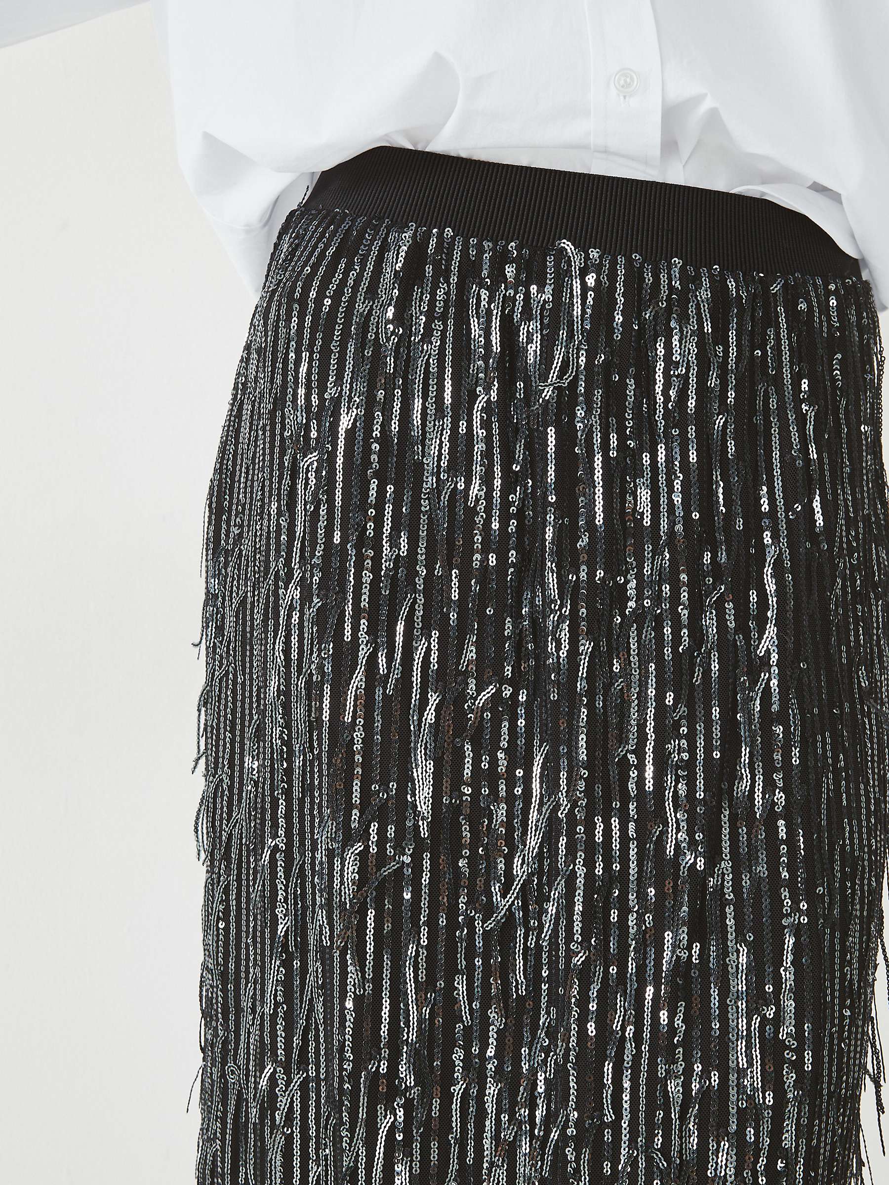 Buy HUSH Naomi Sequin Maxi Skirt, Black Online at johnlewis.com