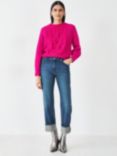 HUSH Nellie Chunky Cable Knit Wool Blend Jumper, Magenta Pink
