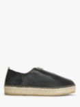 John Lewis Koko Leather Flatform Espadrilles, Black Leather