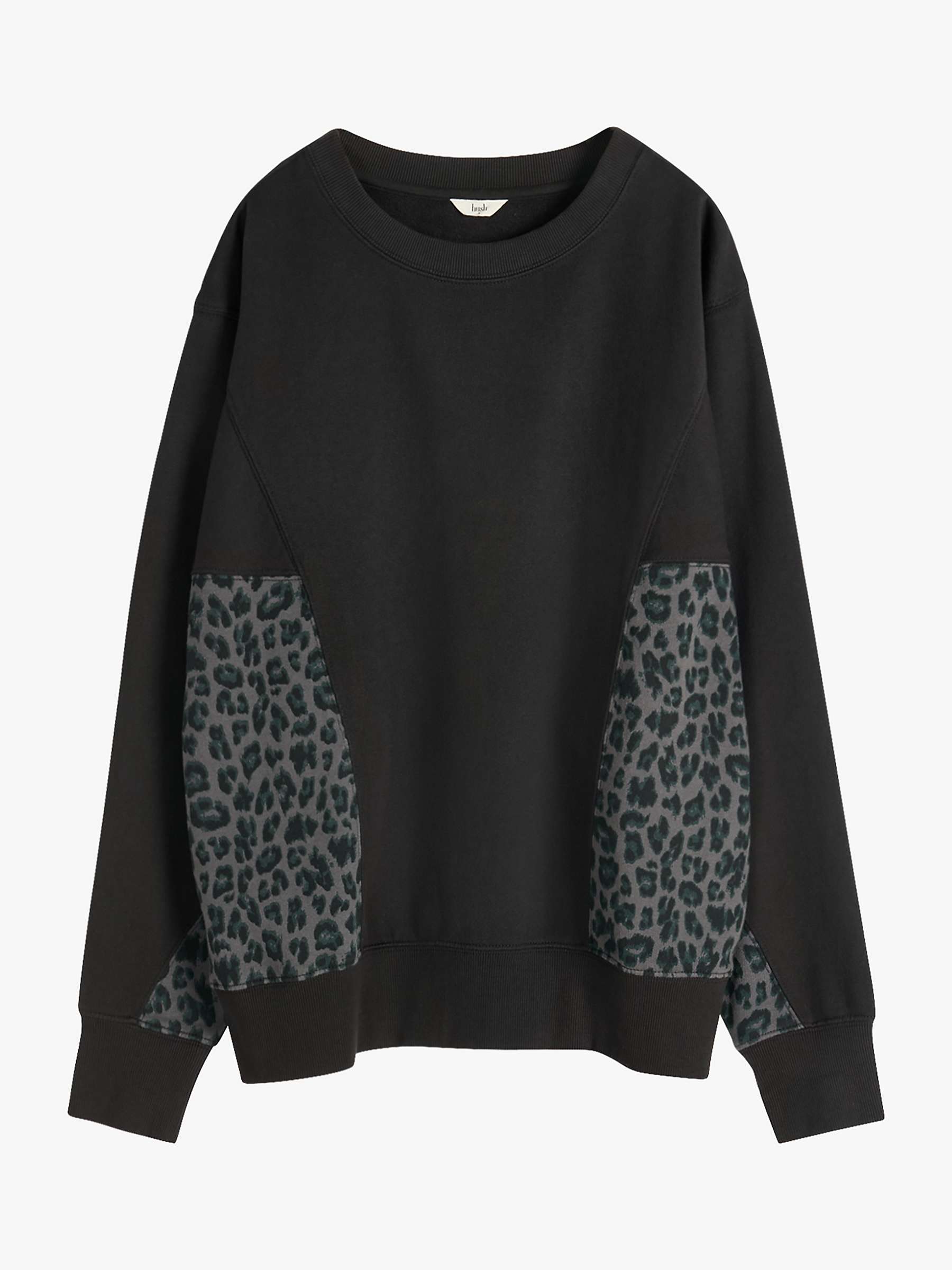 Buy HUSH Nora Colour Block Relaxed Sweatshirt, Black/Grey Animal Online at johnlewis.com