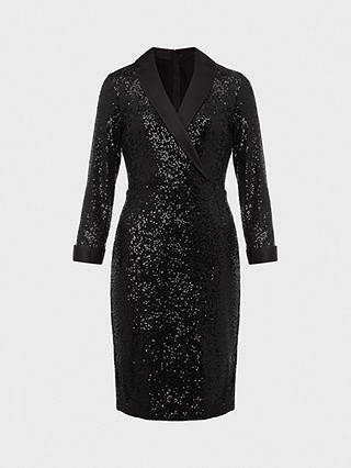 Hobbs Carys Sequin Blazer Dress, Black