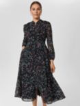 Hobbs Erin Star Print Midi Dress, Black/Multi