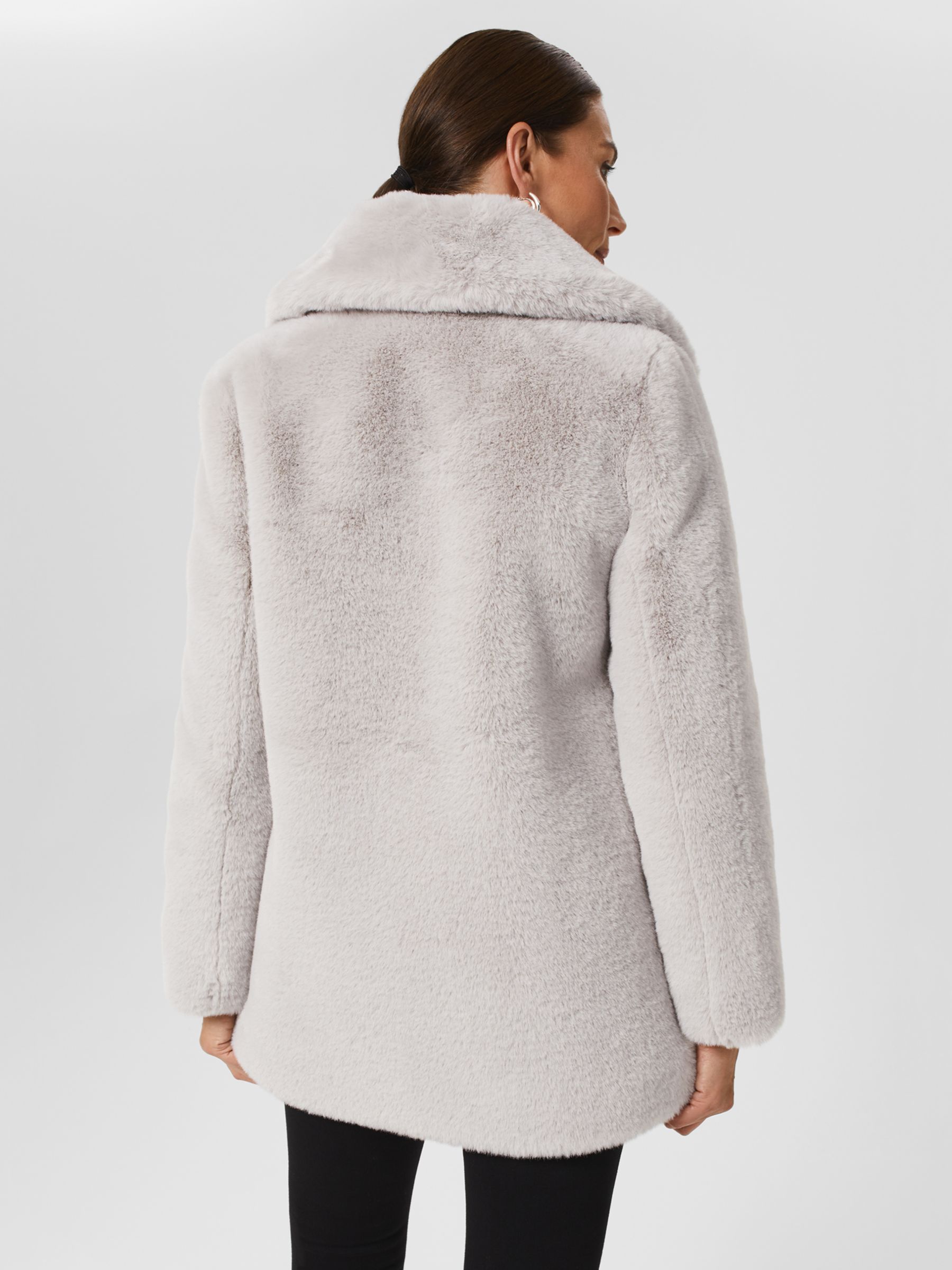 Hobbs Bethany Faux Fur Coat, Silver Grey, XS
