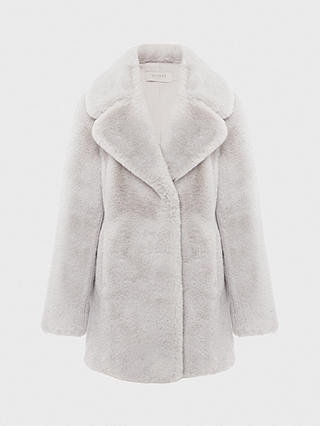 Hobbs Bethany Faux Fur Coat, Silver Grey