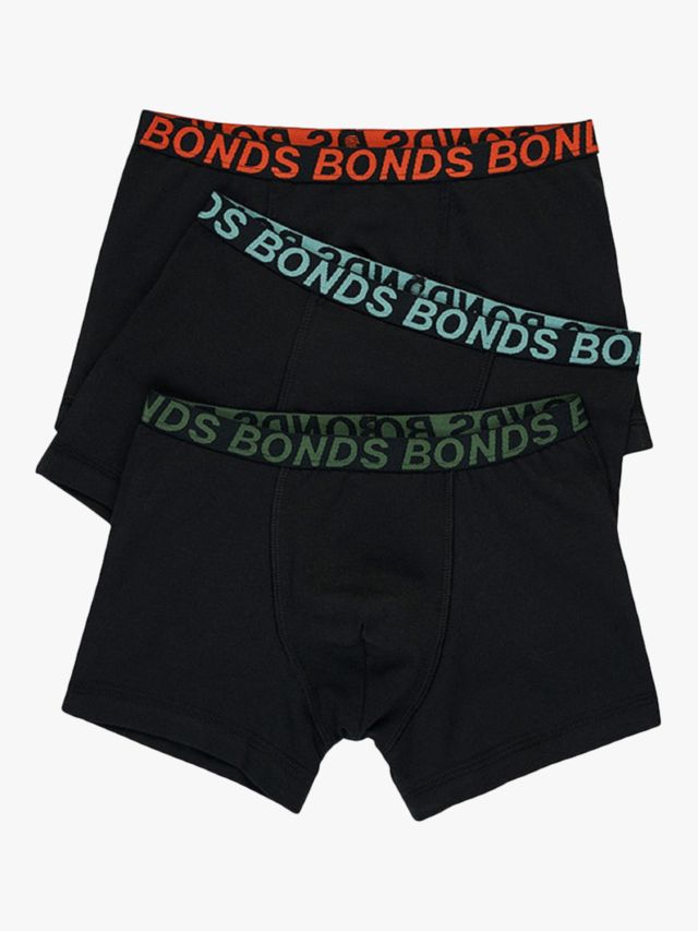 Bonds Kids' Sports Trunks, Pack of 3, Black, 2-3 years